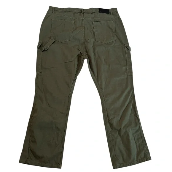 Boohoo Man Plus Slim Flare Gusset Paint Splatter Green Cargo Trouser Pants Sz 46 - Picture 5 of 16